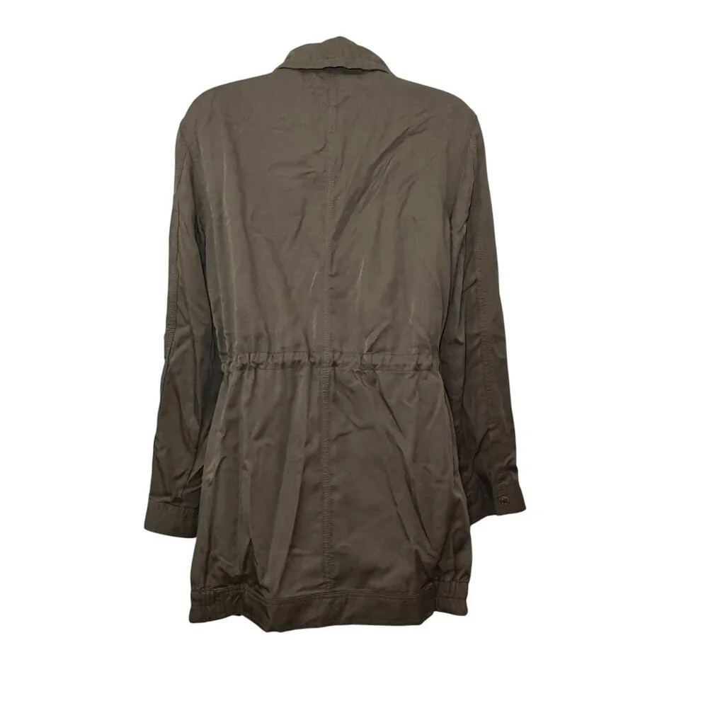 Michael Kors Anorak Coat Jacket Drawstring Waist Khaki Green Gold‎ Hardware XS - Picture 8 of 11